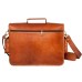 Handmade 16″ brown leather crossbody bag with big pocket Leather messenger bag Laptop bag for Unisex.