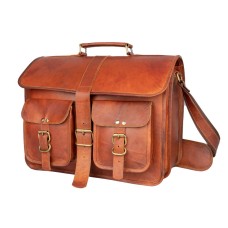16 Inch Vintage Handmade Leather Messenger Bag Laptop Briefcase Computer Satchel Bag for Men & Women