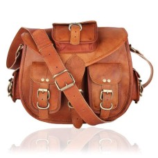 Handmade Leather Shoulder Cross Body Satchel Saddle Tablet Retro Rustic Vintage Bag Handbags Purse with 5 pocket.