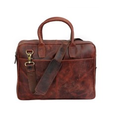 Handmade buffalo leather briefcase laptop bag Laptop Briefcase Business Satchel Computer Handbag Shoulder Bag for Men (Brown)