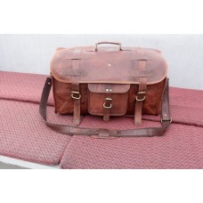 Handmade Leather Flap duffel travel gym overnight weekend leather bag Leather Carry- on luggage,