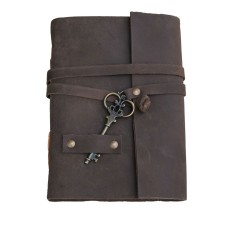 Leather Journal Leather Notebook Sketchbook Scrapbook With Unlined Pages , Leather Journal with Key,