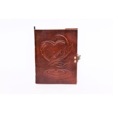 8 Inch Leather Travel Journal Personal Diary Office Notebook With Heart Embossed Design