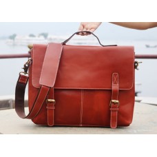 Handmade Buffalo leather men's 14.7" Laptop briefcase messenger bag Crossbody Shoulder bag Laptop Briefcase.