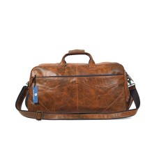 Genuine buffalo leather weekender travel Duffel bag for unisex, brown large Luggage With Shoe Compartment