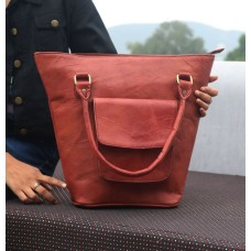 Leather tote bag for women with zipper - travel, work, over the shoulder purses.